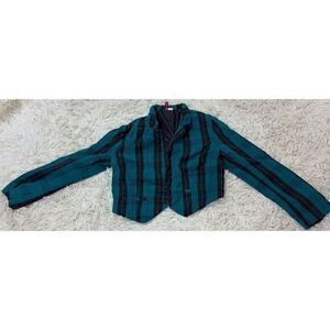 Turquoise, Pink & Black Checkered Blazer size 10 by H&M Divide